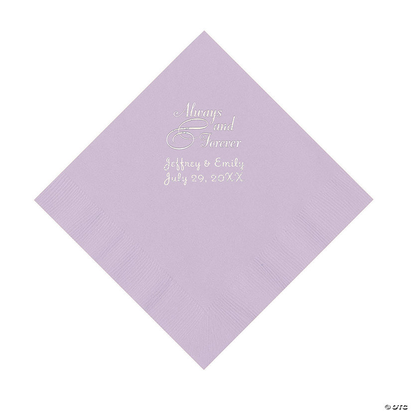 Lilac Always & Forever Personalized Napkins with Silver Foil - Luncheon Image Thumbnail
