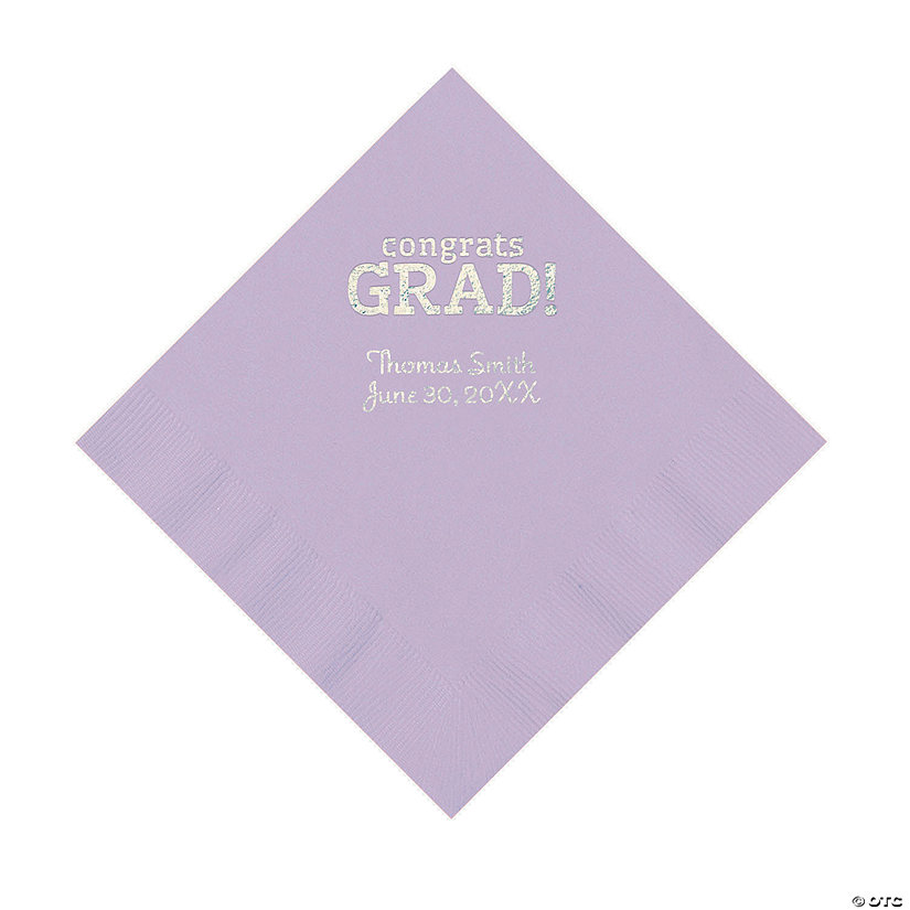 Lilac Congrats Grad Personalized Napkins with Silver Foil - 50 Pc. Luncheon Image Thumbnail