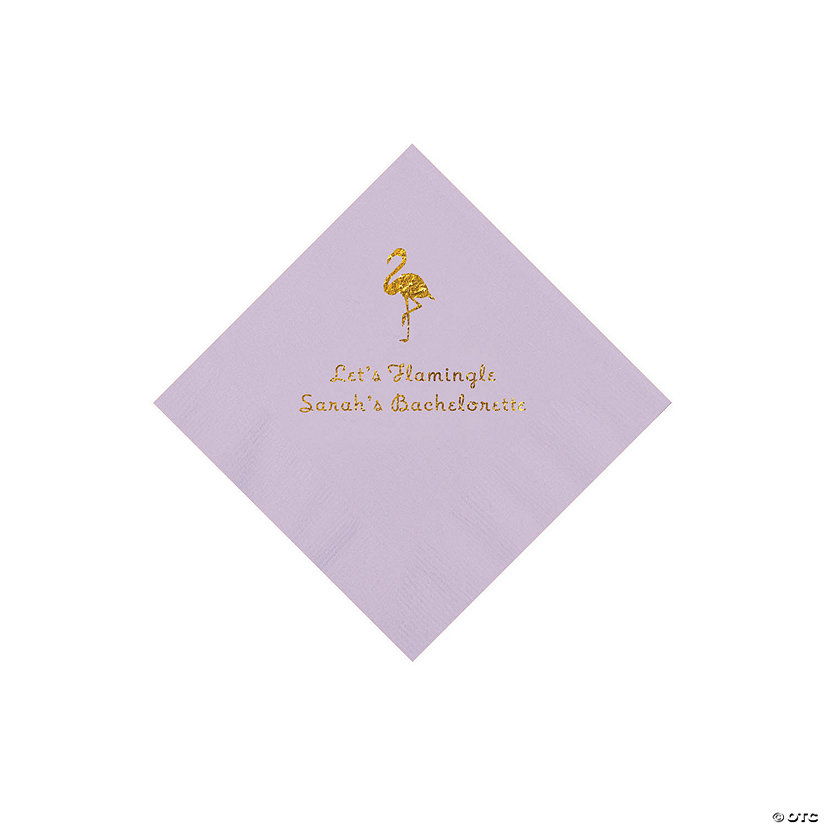 Lilac Flamingo Personalized Napkins with Gold Foil - 50 Pc. Beverage Image Thumbnail