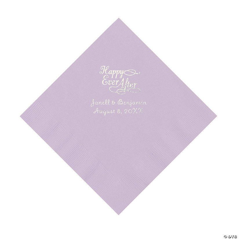 Lilac Happy Ever After Personalized Napkins - Luncheon Image Thumbnail