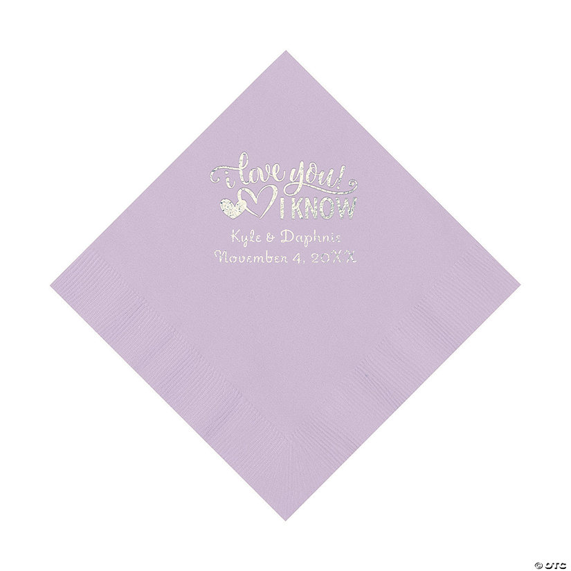 Lilac I Love You, I Know Personalized Napkins with Silver Foil - Luncheon Image Thumbnail