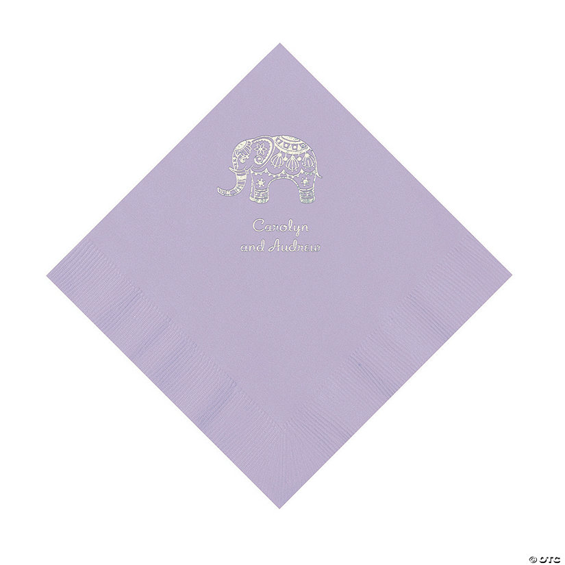 Lilac Indian Wedding Personalized Napkins with Silver Foil - Luncheon Image Thumbnail
