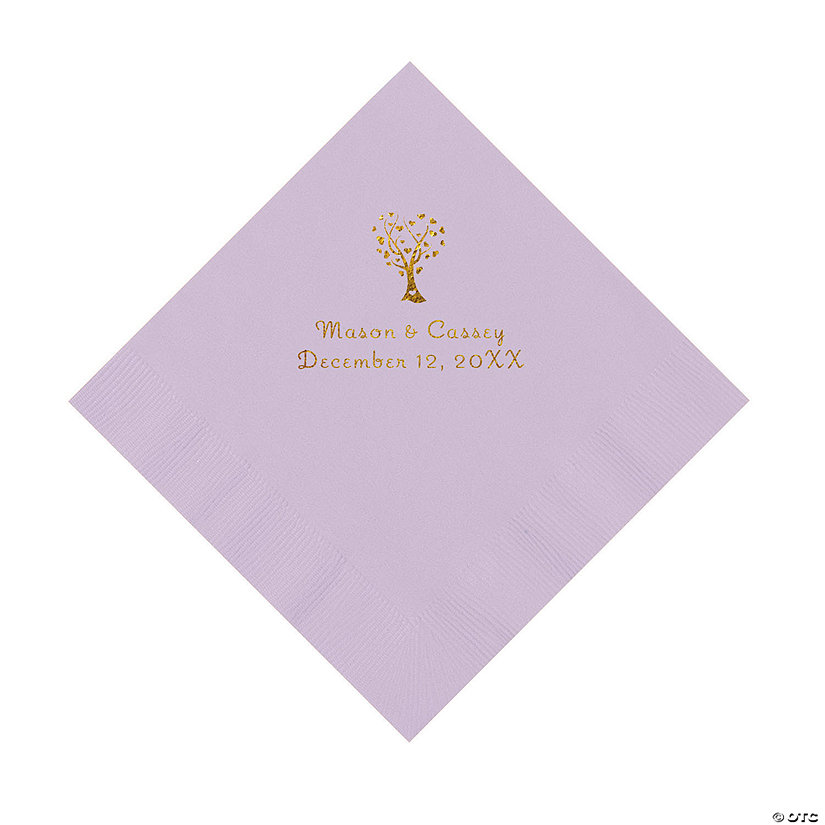 Lilac Love Tree Personalized Napkins with Gold Foil - 50 Pc. Luncheon Image
