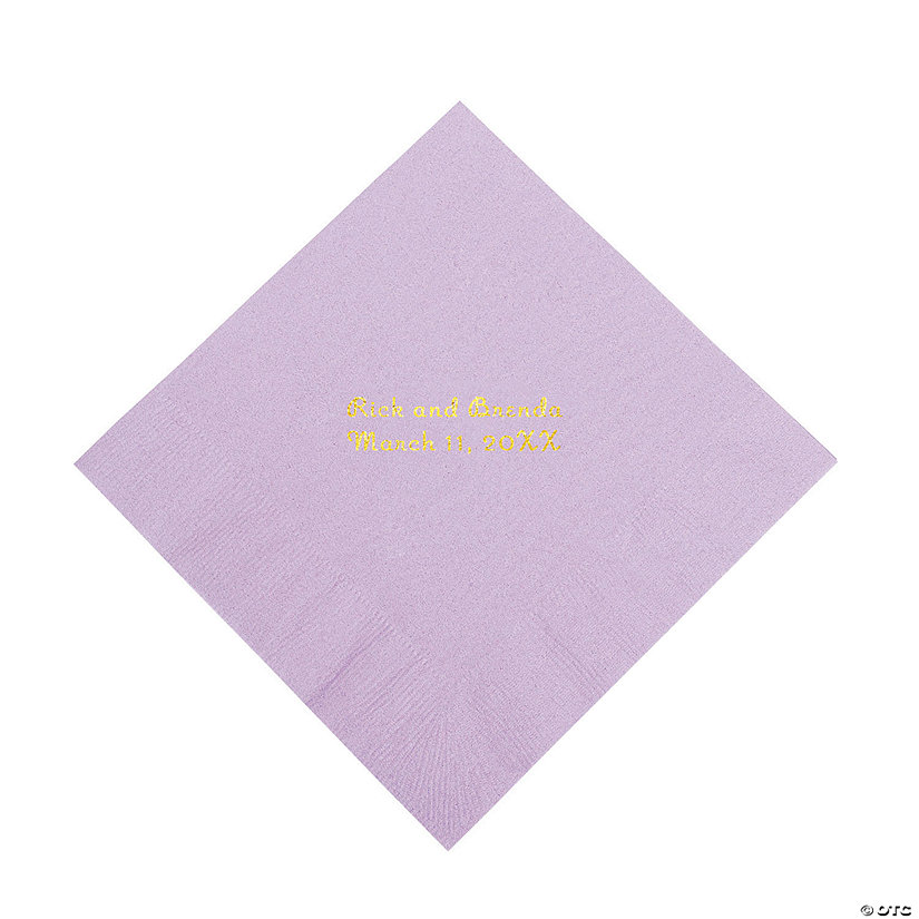 Lilac Personalized Napkins with Gold Foil - Luncheon Image Thumbnail