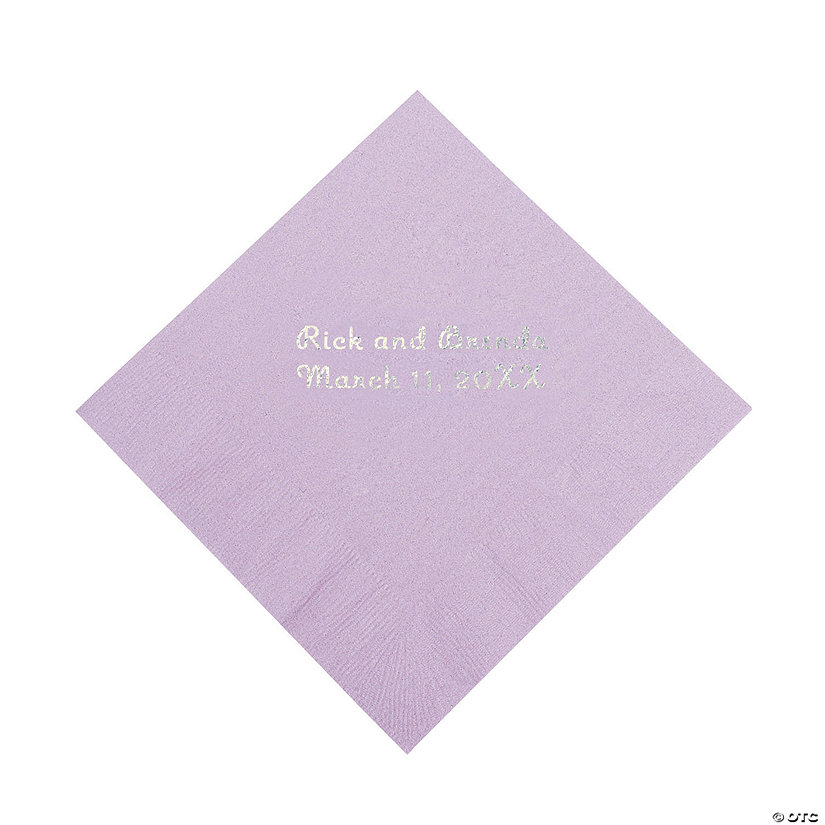 Lilac Personalized Napkins with Silver Foil - Beverage Image