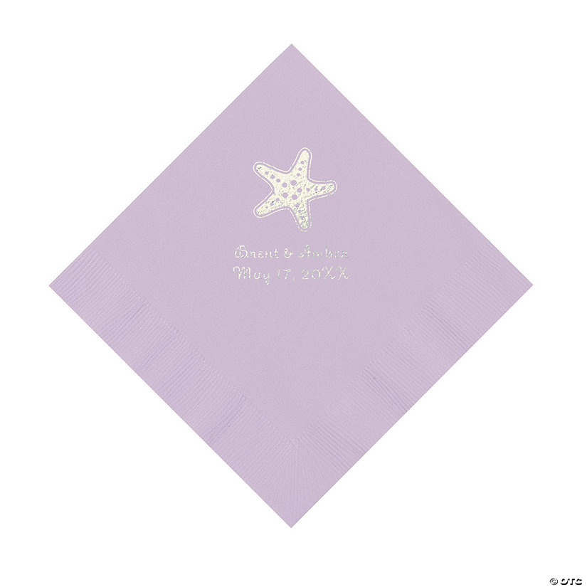 Lilac Starfish Personalized Luncheon Napkins - 50 Pc. Image Thumbnail