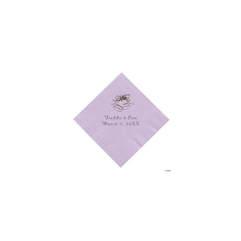 Lilac Wedding Bells Personalized Napkins with Gold Foil - Beverage Image Thumbnail