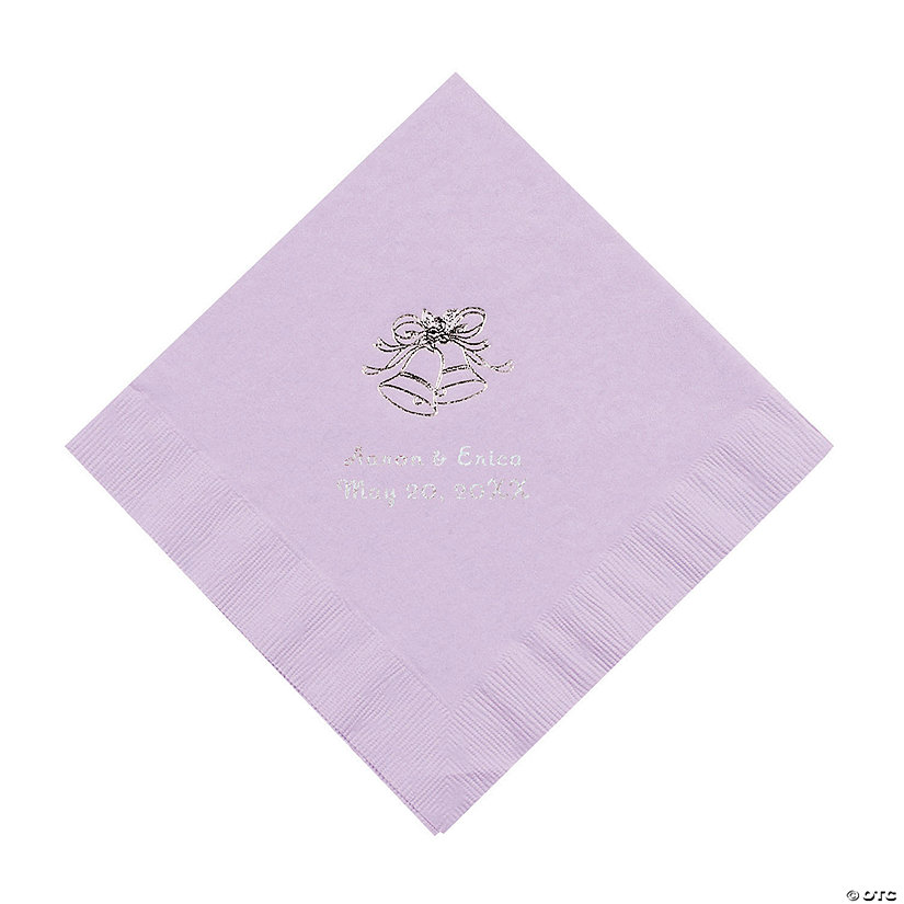 Lilac Wedding Personalized Napkins with Silver Foil - Luncheon Image