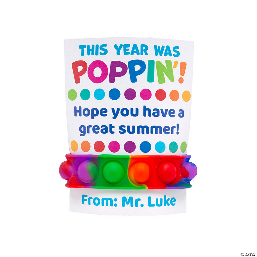 Lotsa Pops Popping Toy Bracelet End of Year Handouts with Personalized Card for 24 Image