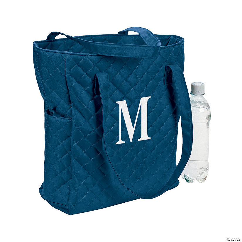 Monogrammed Navy Blue Quilted Tote Image
