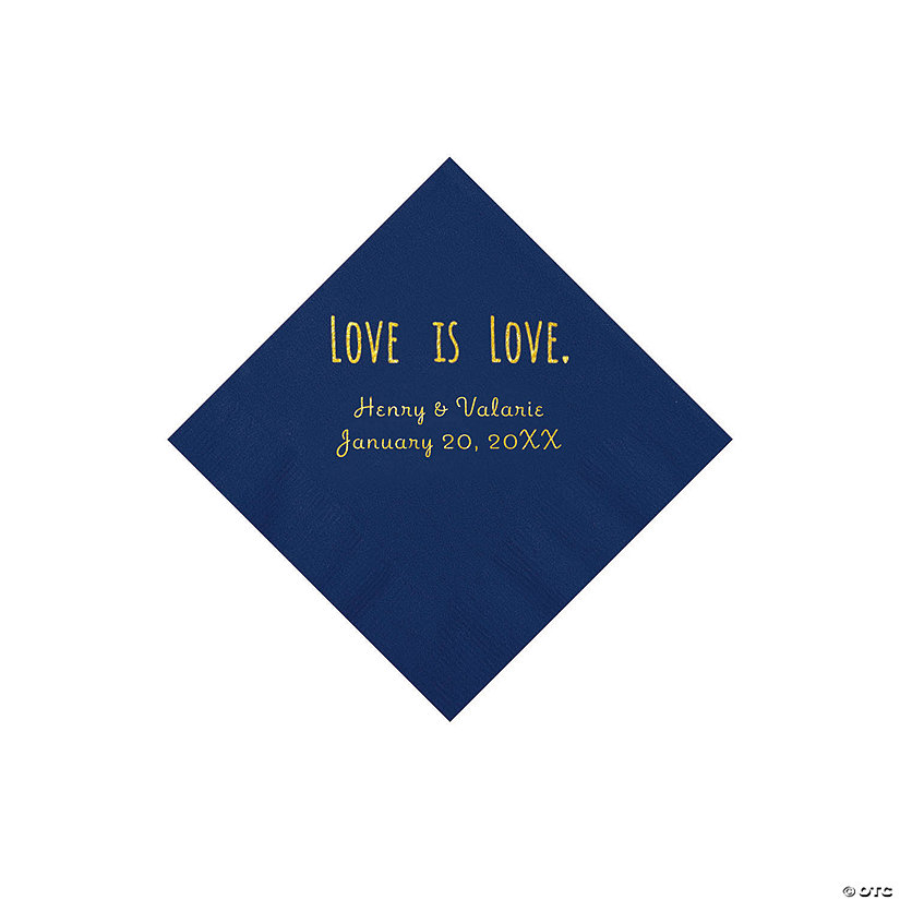 Navy Love is Love Personalized Napkins with Gold Foil - Beverage Image Thumbnail