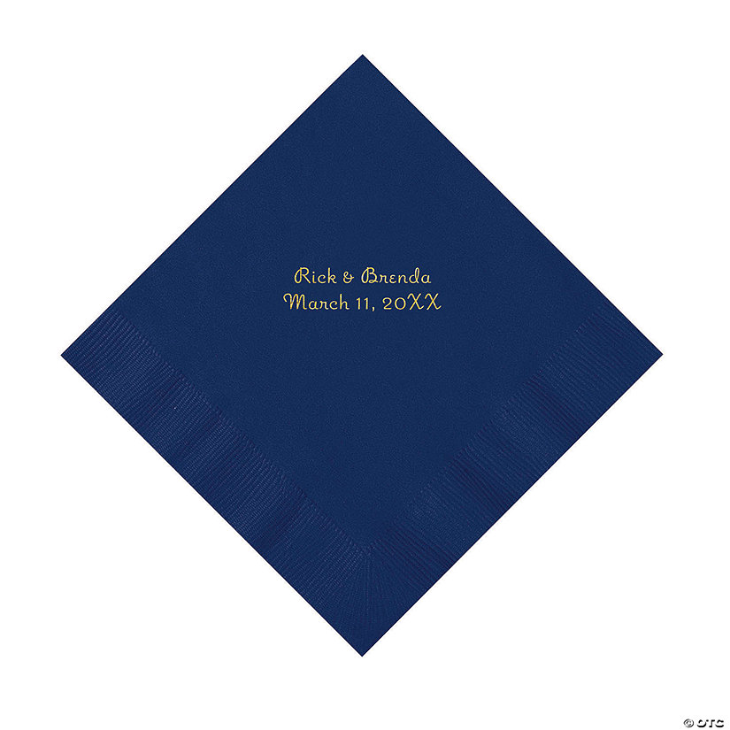 Navy Personalized Napkins with Gold Foil - Luncheon Image Thumbnail