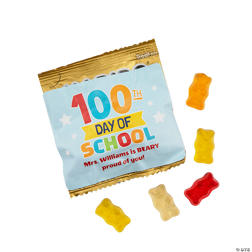 Personalized 100th Day of School Haribo<sup>&#174;</sup> Gummi-Bears<sup>&#174;</sup> Mini Packs - 37 Pc. Image Thumbnail
