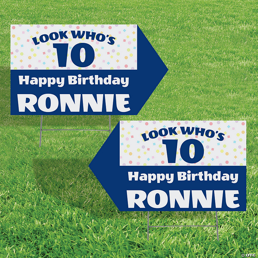 Personalized 24" x 13 3/4" Happy Birthday Directional Yard Signs - 2 Pc. Image Thumbnail