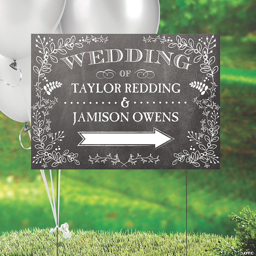 Personalized 24" x 16" Chalkboard Floral Yard Sign Image Thumbnail
