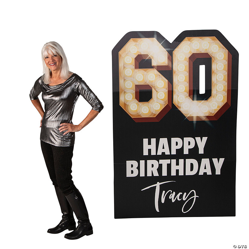 Personalized 60th Milestone Birthday Cardboard Cutout Stand-Up Image Thumbnail
