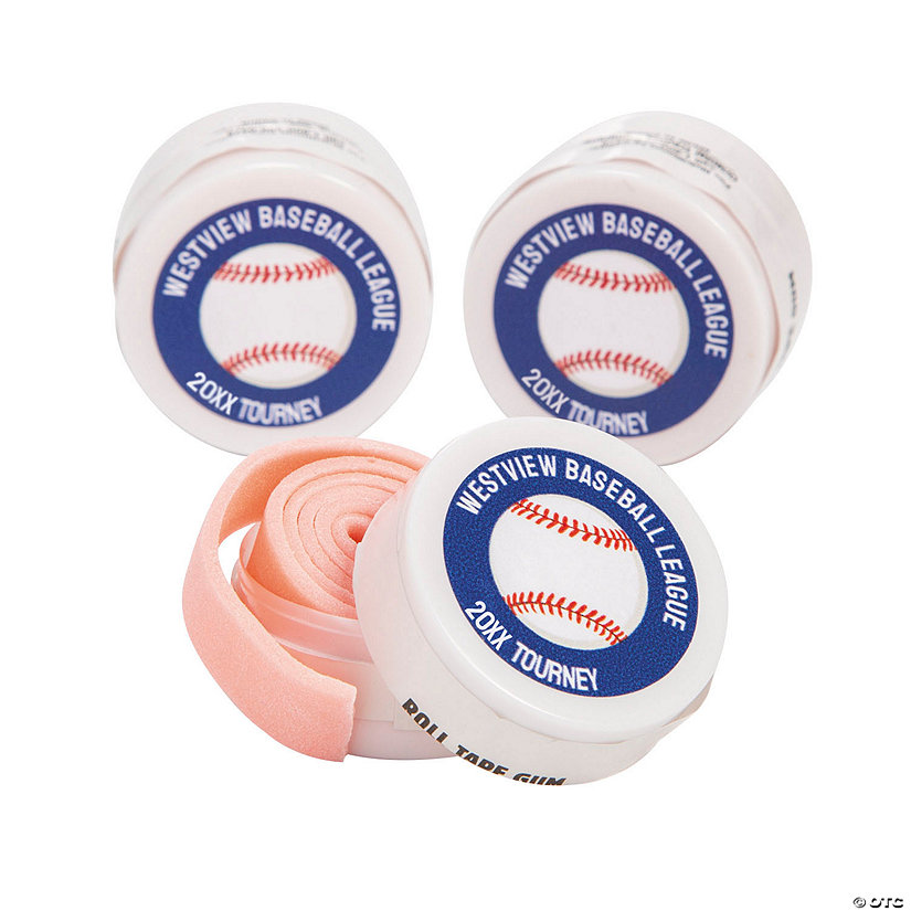 Personalized Baseball Roll Tape Gum - 12 Pc. Image Thumbnail