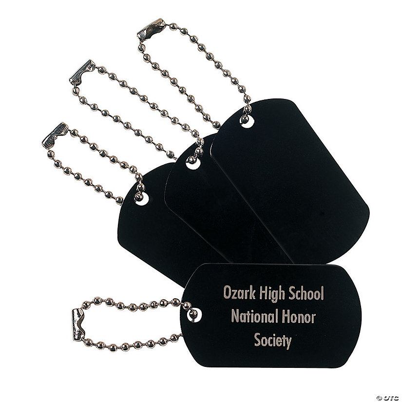 Personalized Black Dog Tag Keychains - 12 Pc. Image