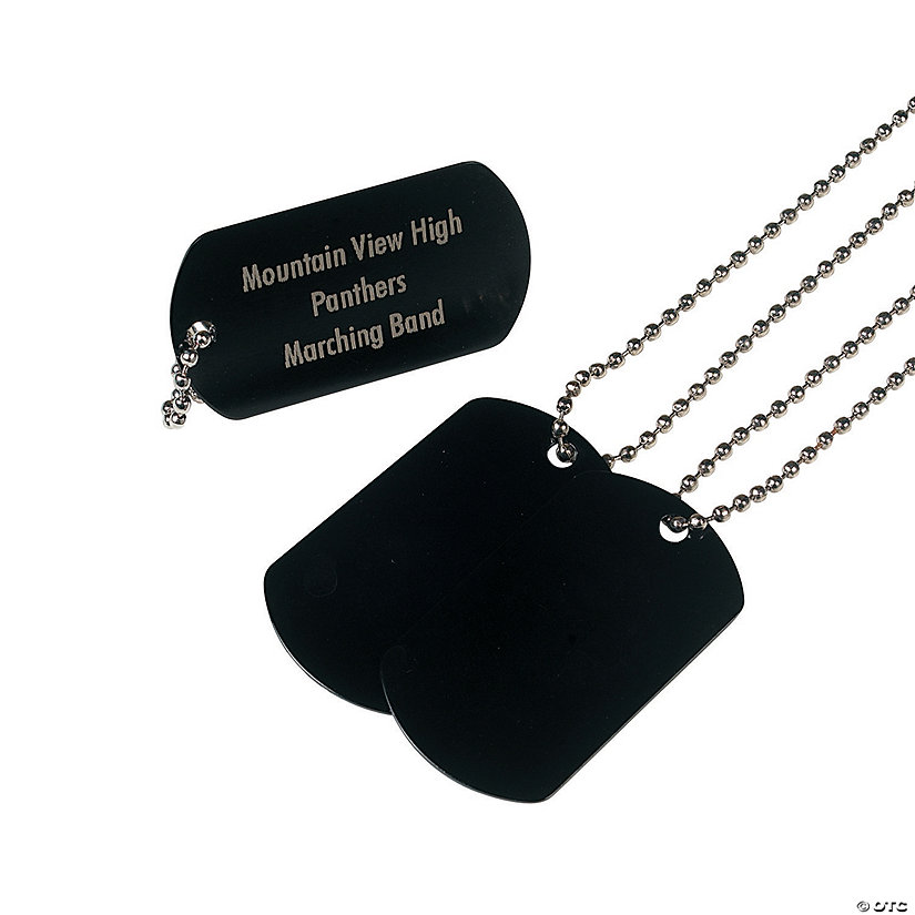 Personalized Black Dog Tag Necklaces - 12 Pc. Image Thumbnail