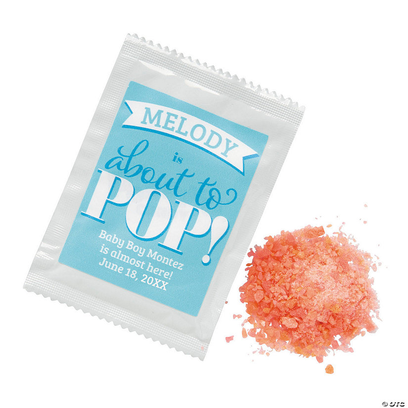 Personalized Blue Baby Shower Popping Candy Packs - 36 Pc. Image