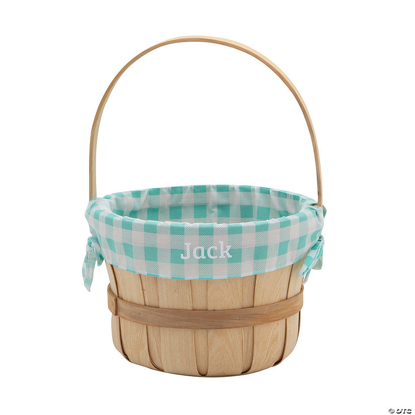 Personalized Blue Gingham Easter Basket Image Thumbnail