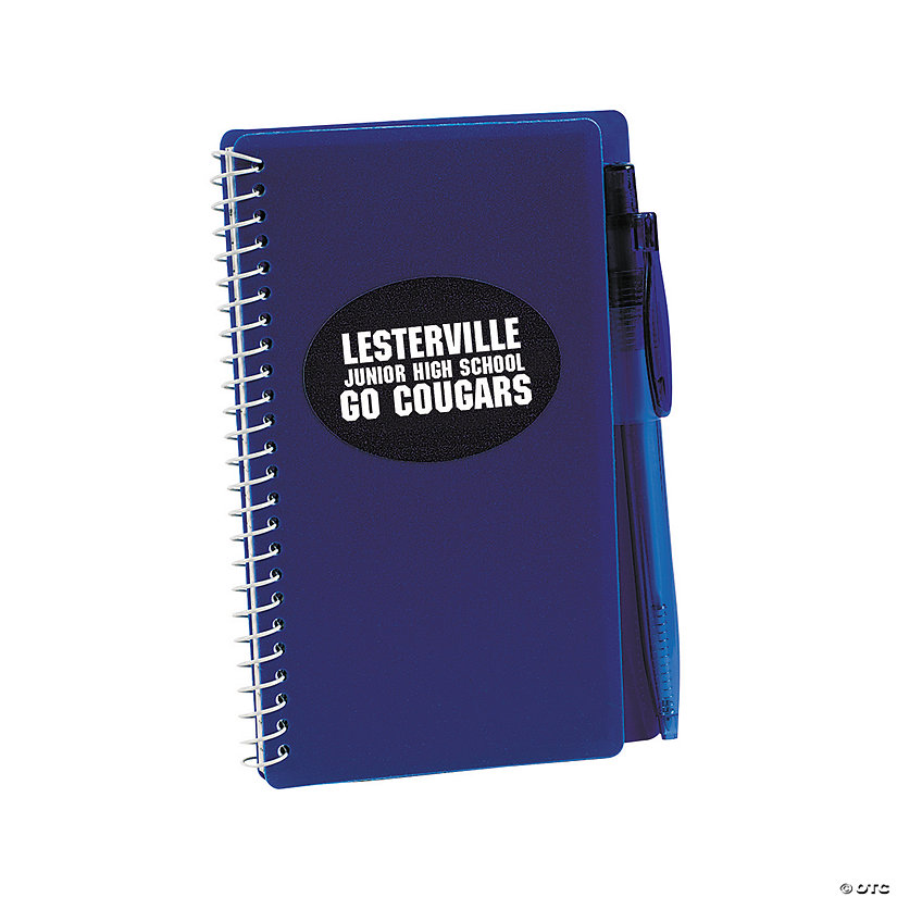 Personalized Blue Spiral Notebooks with Pens - 12 Pc. Image