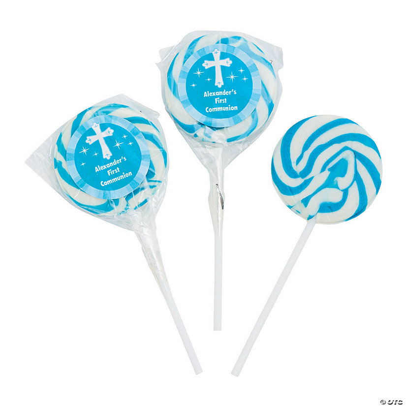 Personalized Boy Religious Swirl Lollipops - 24 Pc. Image Thumbnail