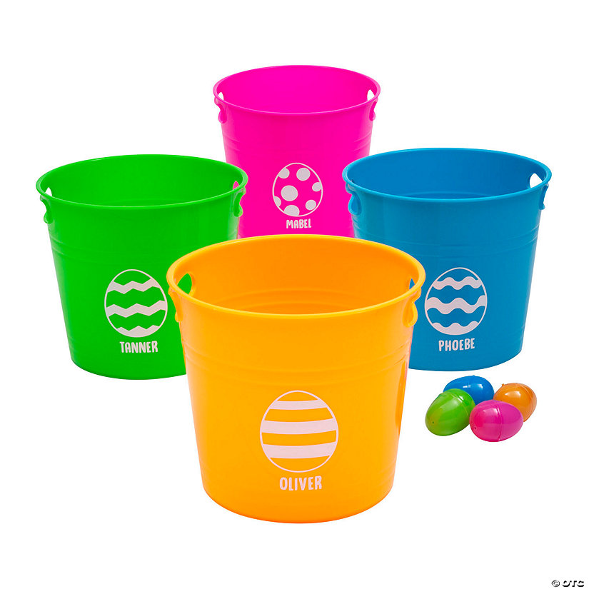 Personalized Bright Colorful Easter Buckets - 4 Pc. Image Thumbnail