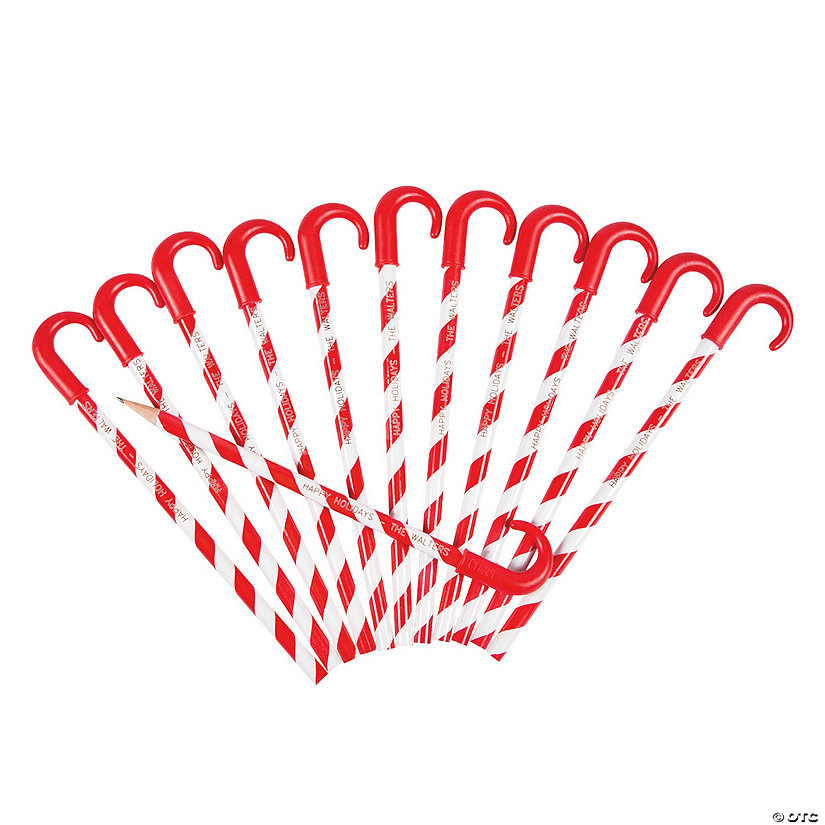 Personalized Candy Cane Pencils - 24 Pc. Image Thumbnail