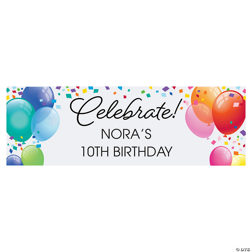 Personalized Celebrate Balloon Banner - Large Image Thumbnail