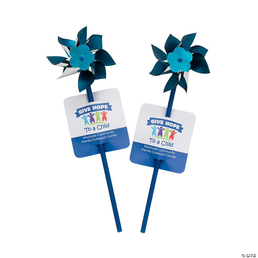 Personalized Child Abuse Awareness Pinwheels with Card - 36 Pc. Image