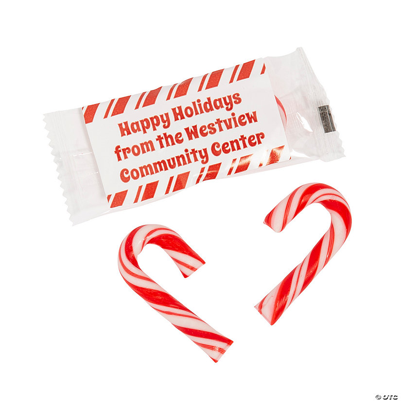 Personalized Christmas Mini Candy Canes - 100 Pc. Image Thumbnail