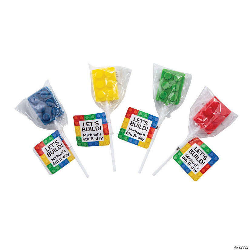 Personalized Color Brick Lollipops - 24 Pc. Image