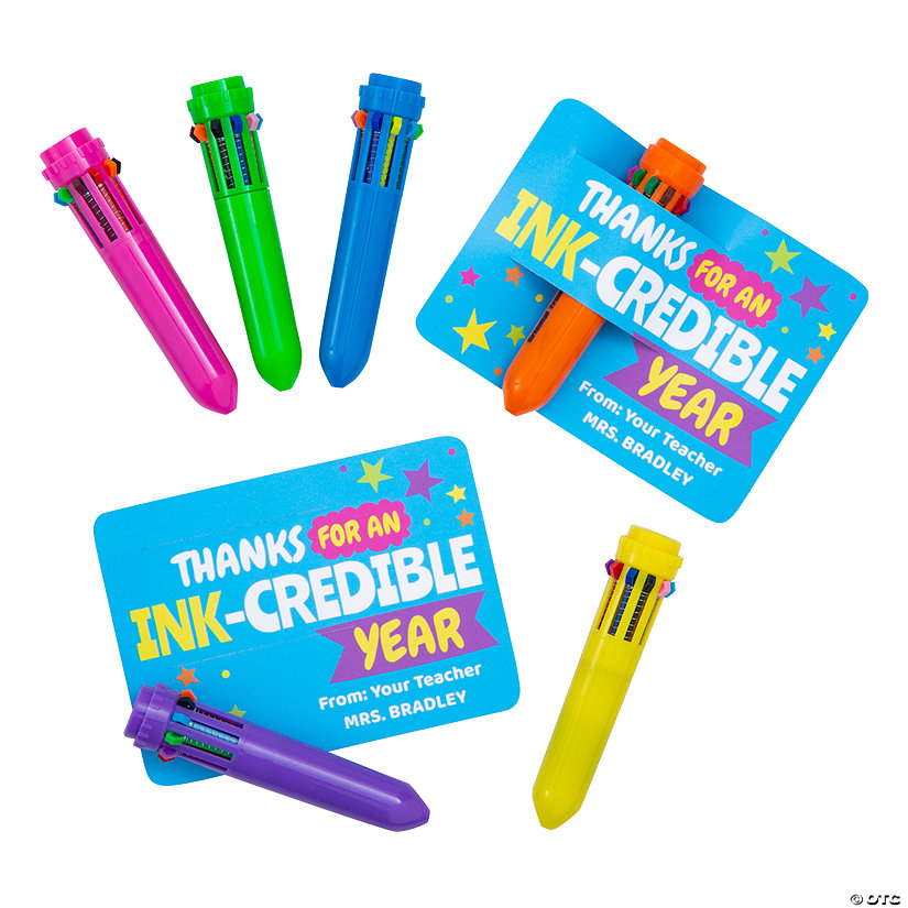 Personalized Colorful Summer Shuttle Pens with Card Image
