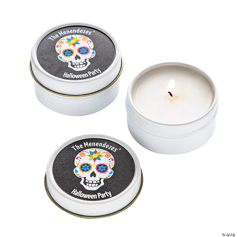 Personalized Day of the Dead Votive Candle Tins - 12 Pc. Image Thumbnail