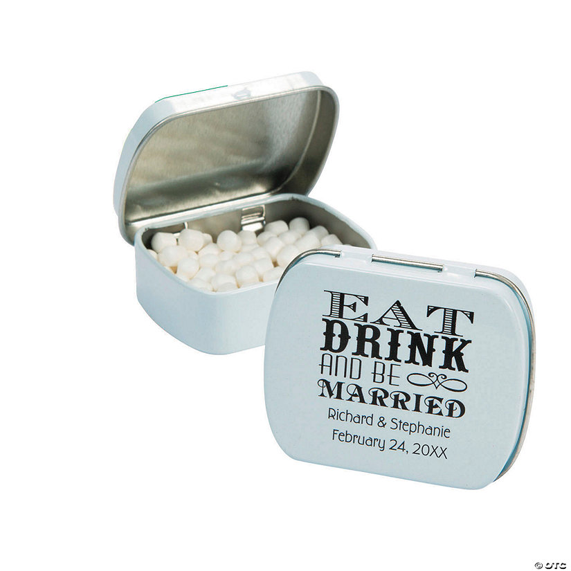 Personalized Eat, Drink & Be Married Mint Tins - 24 Pc. Image