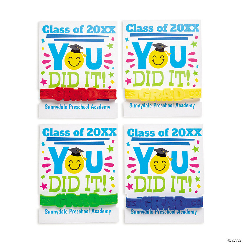 Personalized Elementary Graduation Bracelets with Cards for 24 Image Thumbnail