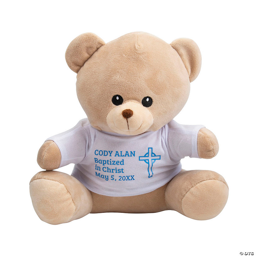 Personalized Faith Stuffed Bear with T-Shirt - Blue Image Thumbnail