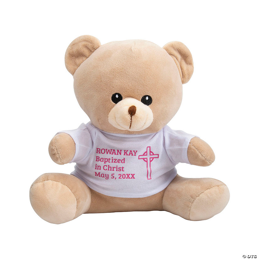 Personalized Faith Stuffed Bear with T-Shirt - Pink Image Thumbnail