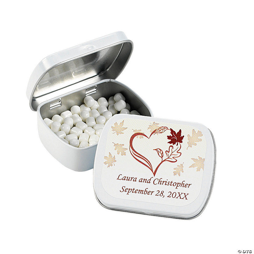 Personalized Fall Wedding Tins with Mints - 24 Pc. Image