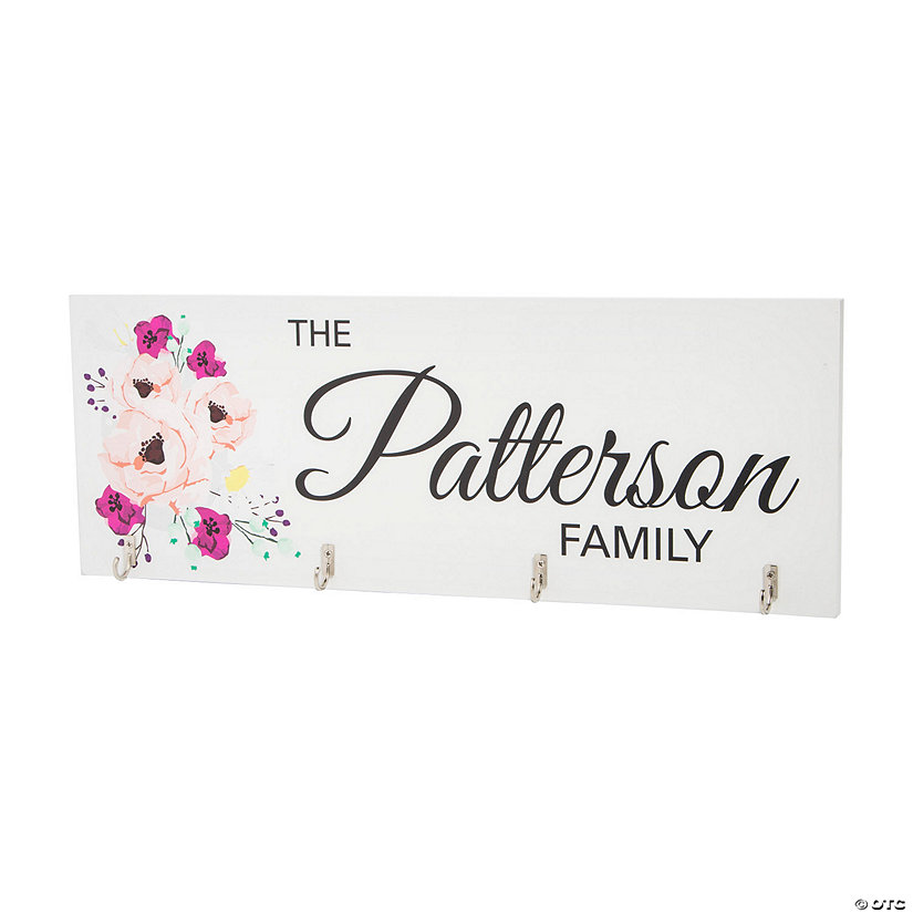 Personalized Family Name Entryway Wall Decoration with Hooks Image Thumbnail