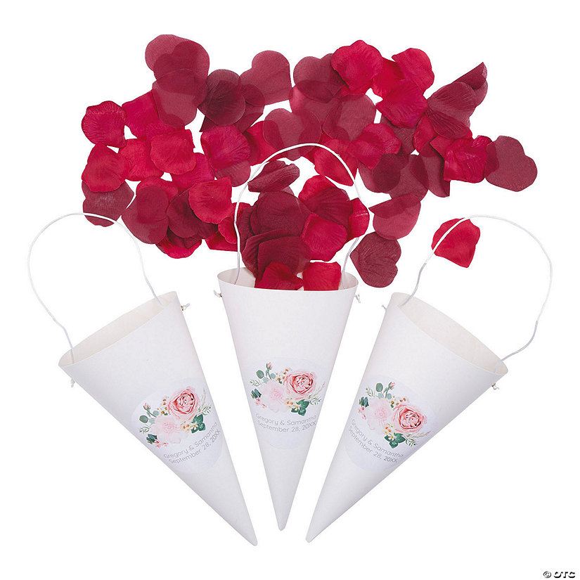 Personalized Floral Confetti Cones - 24 Pc. Image Thumbnail