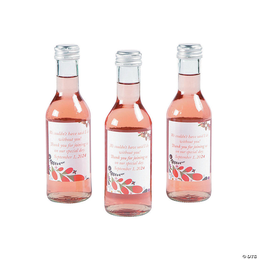 Personalized Floral Mini Wine Bottle Labels - 25 Pc. Image