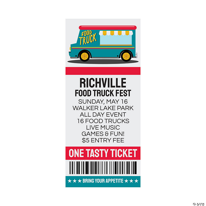 Personalized Food Truck Tickets - 24 Pc. Image Thumbnail