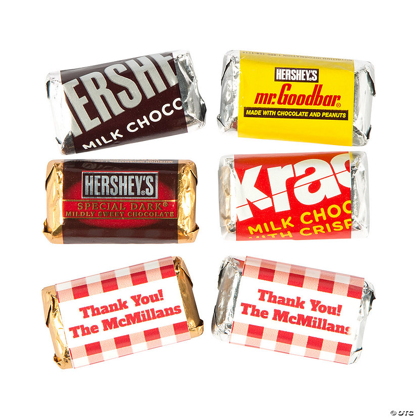 Personalized Gingham Plaid Mini Candy Bar Labels - 30 Pc. Image Thumbnail