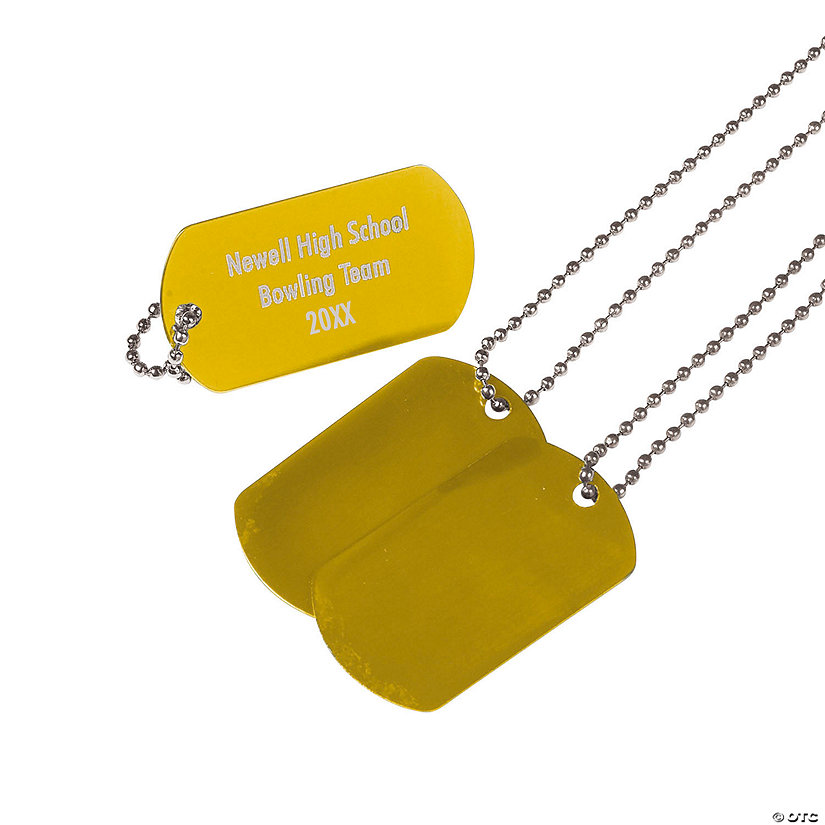 Personalized Gold Dog Tag Necklaces - 12 Pc. Image