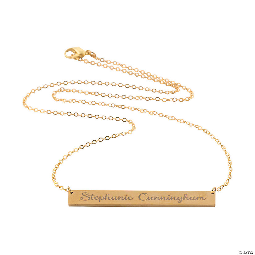 Personalized Goldtone Bar Necklace Image Thumbnail