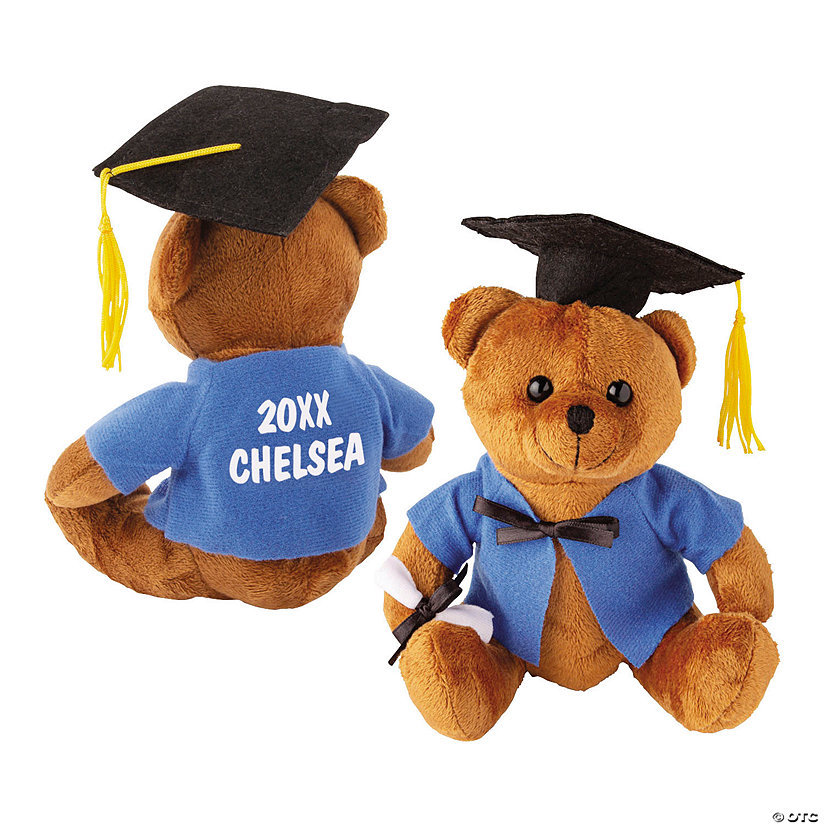 Personalized Graduation Stuffed Teddy Bear with Blue Shirt Image