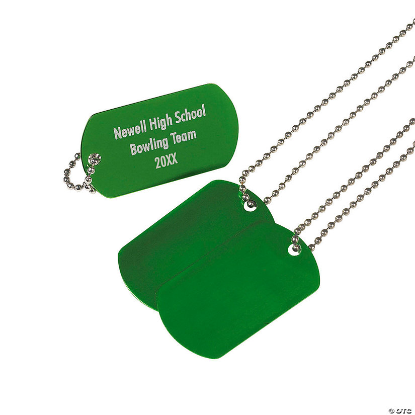 Personalized Green Dog Tag Necklaces - 12 Pc. Image