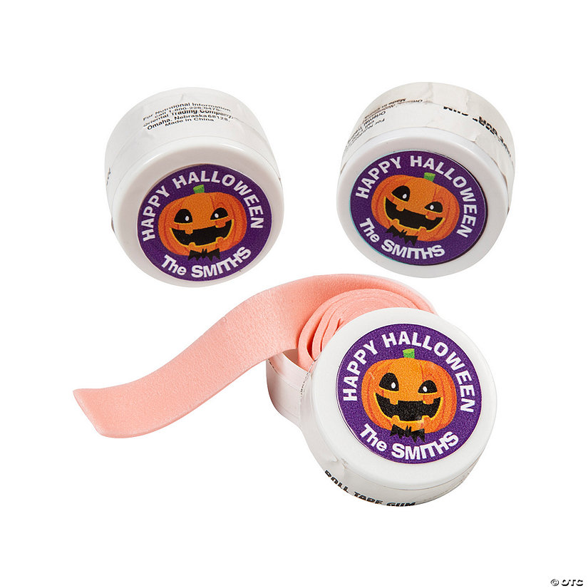 Personalized Halloween Pumpkin Roll Tape Gum - 12 Pc. Image Thumbnail
